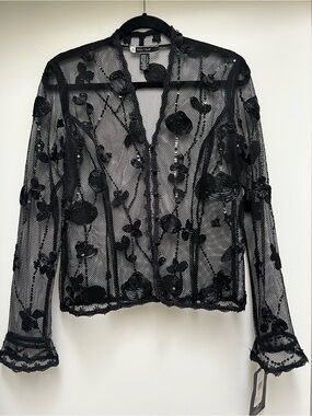 JS Boutique Embellished Blouse with Buttons Size 10 NWT $75